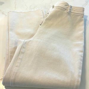 WILFRED FREE FRAYED HEM CREAM JEANS